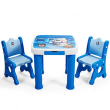 Load image into Gallery viewer, Adjustable Kids Activity Play Table and 2 Chairs Set withStorage Drawer-Blue
