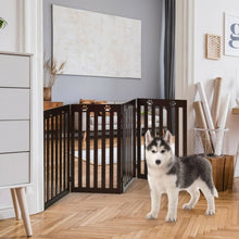 Load image into Gallery viewer, 36&quot; Folding Wooden Freestanding Pet Gate  with 360° Hinge-Espresso

