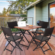 Load image into Gallery viewer, 4 pcs Patio Folding Back Rattan Camping Garden Chair
