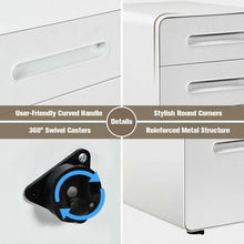 Load image into Gallery viewer, 3-Drawer Mobile File Cabinet with Anti-tilt Mechanism Legal-White
