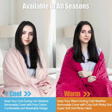Load image into Gallery viewer, 25 lbs Heavy Weighted Blanket 3 Pcs Set with Hot and Cold Duvet Covers-Pink
