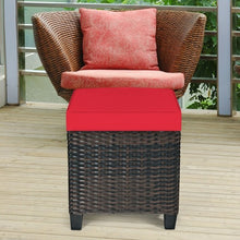 Load image into Gallery viewer, 2Pcs Patio Rattan Ottoman Cushioned Seat-Red
