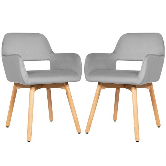 Set of 2 Modern Accent Armchairs-Gray