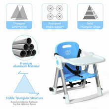 Load image into Gallery viewer, Baby Booster Folding Travel High Chair with Safety Belt &amp; Tray-Blue
