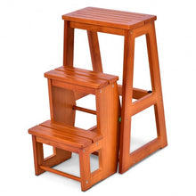 Load image into Gallery viewer, Folding Multi-functional 3-tier Ladder Wood Step Stool

