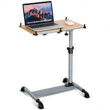 Load image into Gallery viewer, Height Adjustable Mobile Laptop Stand Side Desk with Casters-Natural
