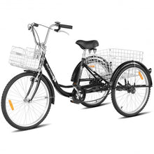 Load image into Gallery viewer, 26&quot; Seat Height Adjustable Single Speed 3-wheel Tricycle with Bell-Black
