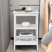 Load image into Gallery viewer, 3-Tier Nightstand End Table with X Design Storage -White

