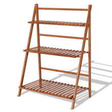 Load image into Gallery viewer, 3 Tiers Outdoor Stand Bamboo Flower Pot Shelf
