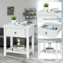 Load image into Gallery viewer, Nightstand with Drawer and Storage Shelf for Bedroom Living Room-Wine
