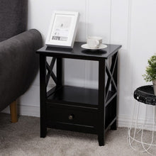 Load image into Gallery viewer, 2 pcs Living Room End Side Nightstands with Storage Drawer-Black
