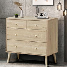 Load image into Gallery viewer, 4-Drawer Dresser Cabinet Storage Organizer Rubber Leg with Rail-Oak
