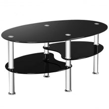 Load image into Gallery viewer, Tempered Glass Oval Side Coffee Table-Black
