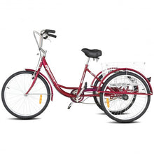 Load image into Gallery viewer, 24&quot; Single Speed 3-wheel Bicycle Adult Tricycle Seat-Red
