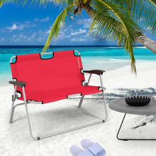 Load image into Gallery viewer, 2 Person Folding Camping Bench Portable Double Chair-Red
