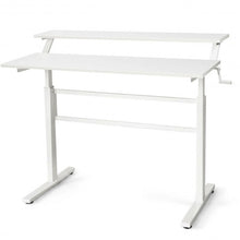 Load image into Gallery viewer, Standing Desk Crank Adjustable Sit to Stand Workstation -White
