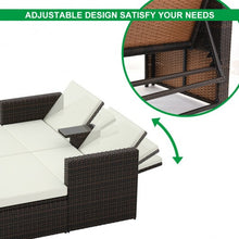 Load image into Gallery viewer, 3 pcs Outdoor Rattan Wicker Chaise Lounge Love Seat
