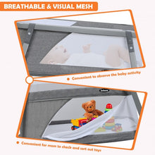 Load image into Gallery viewer, Multifunctional Portable Soft Folding Crib with Washable Mattress and Side Zipper-Gray
