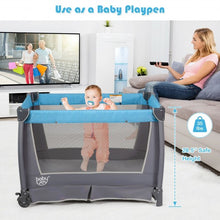 Load image into Gallery viewer, 4-in-1 Convertible Portable Baby Play yard with Toys and Music Player-Blue
