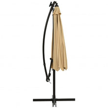 Load image into Gallery viewer, 10 Ft Solar LED Offset Umbrella with 40 Lights and Cross Base for Patio-Tan
