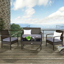 Load image into Gallery viewer, 4 PCS Patio Rattan Cushioned Furniture Set -Brown

