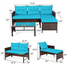 Load image into Gallery viewer, 3 Piece Patio Wicker Rattan Sofa Set-Turquoise
