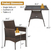 Load image into Gallery viewer, Outdoor 5PCS Dining Table Set with 1 Table and 4 Single Sofas
