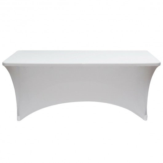 2 Pcs 4 Ft Rectangular Spandex Tablecloth Fitted Wedding-White