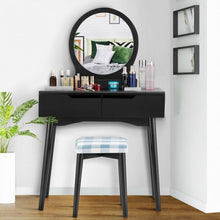 Load image into Gallery viewer, Dressing Table Vanity Makeup Set with Mirror Cushioned Stool Additional Storage
