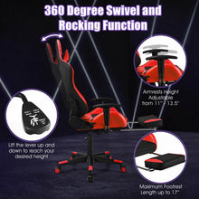 Load image into Gallery viewer, PU Leather Gaming Chair with USB Massage Lumbar Pillow and Footrest-Red
