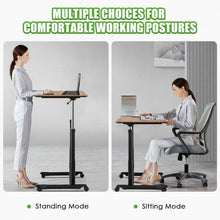 Load image into Gallery viewer, Height Adjustable Computer Desk Sit to Stand Rolling Notebook Table -Brown
