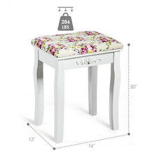 Load image into Gallery viewer, Vanity Wood Dressing Stool Padded Piano Seat with Rose Cushion
