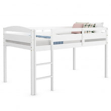 Load image into Gallery viewer, Wooden Twin Low Loft Bunk Bed with Guard Rail and Ladder-White
