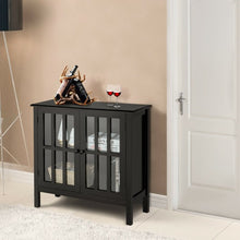 Load image into Gallery viewer, Glass Door Sideboard Console Storage Buffet Cabinet-Black
