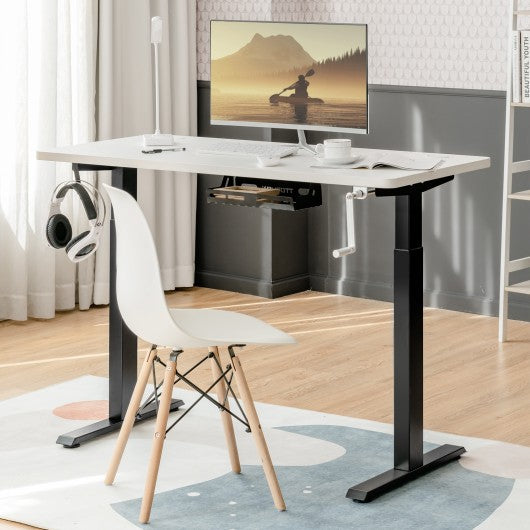 Hand Crank Sit to Stand Desk Frame Height Adjustable Standing Base-Black