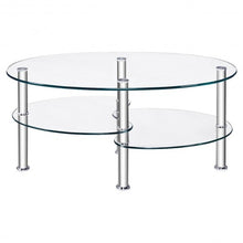 Load image into Gallery viewer, Tempered Glass Oval Side Coffee Table-Transparent
