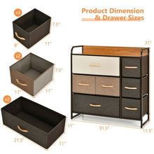 Load image into Gallery viewer, 7 Drawer Tower Steel Frame and Wooden Top Dresser Storage Chest for Bedroom
