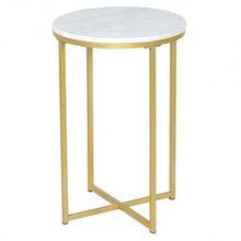 Load image into Gallery viewer, X-Shaped Marble Top Small Round Side Table End Table
