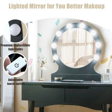 Load image into Gallery viewer, Dressing Table with Large Round Mirror and 8 Light Bulbs for Bedroom-Black
