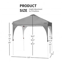 Load image into Gallery viewer, 6.6 x 6.6 FT Pop Up Height Adjustable Canopy Tent with Roller Bag-Gray
