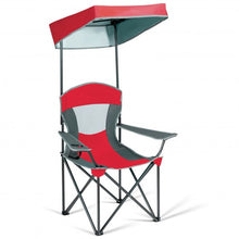 Load image into Gallery viewer, Portable Folding Camping Canopy Chair with Cup Holder Cooler -Red
