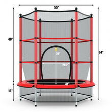Load image into Gallery viewer, 55&quot; Youth Jumping Round Trampoline with Safety Pad Enclosure-Red
