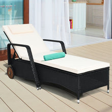Load image into Gallery viewer, Adjustable Reclining Patio Rattan Wicker Lounge Chair with Wheels
