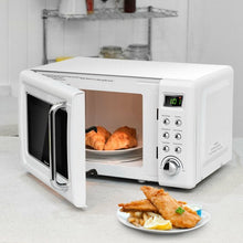 Load image into Gallery viewer, 700W Glass Turntable Retro Countertop Microwave Oven-White

