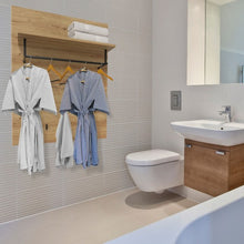 Load image into Gallery viewer, Wall-Mounted Clothes Hanger Rack Shelf with 5 Hooks and Hanging Rod
