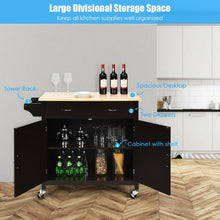 Load image into Gallery viewer, Modern Rolling Kitchen Cart Island with Wooden Top-Brown
