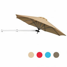 Load image into Gallery viewer, 8ft Wall-Mounted Telescopic Folding Tilt Aluminum Sun Shade Umbrella-Beige
