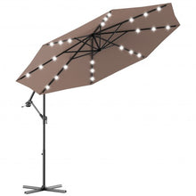 Load image into Gallery viewer, 10 Inch Patio Hanging Solar LED Umbrella Sun Shade with Cross Base-Tan
