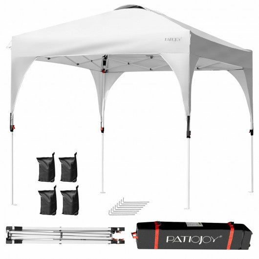 8' x 8' Outdoor Pop Up Tent Canopy Camping Sun Shelter with Roller Bag-White