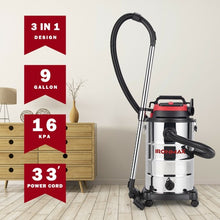 Load image into Gallery viewer, 6 HP 9 Gallon Shop Vacuum Cleaner with Dry and Wet and Blowing Function
